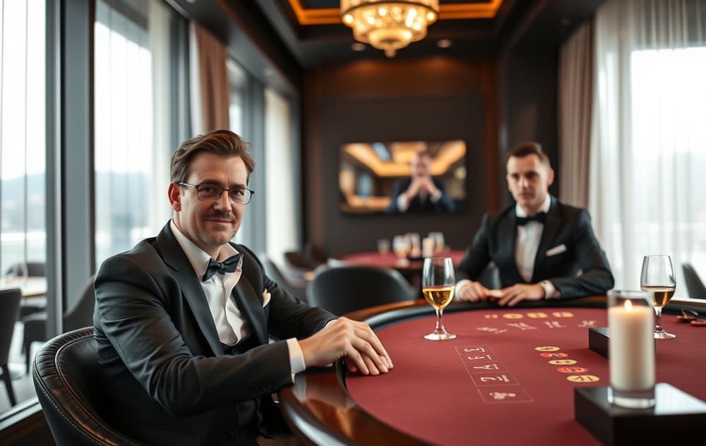 VIP-spiller og manager ved et luksuriøst live casino-bord