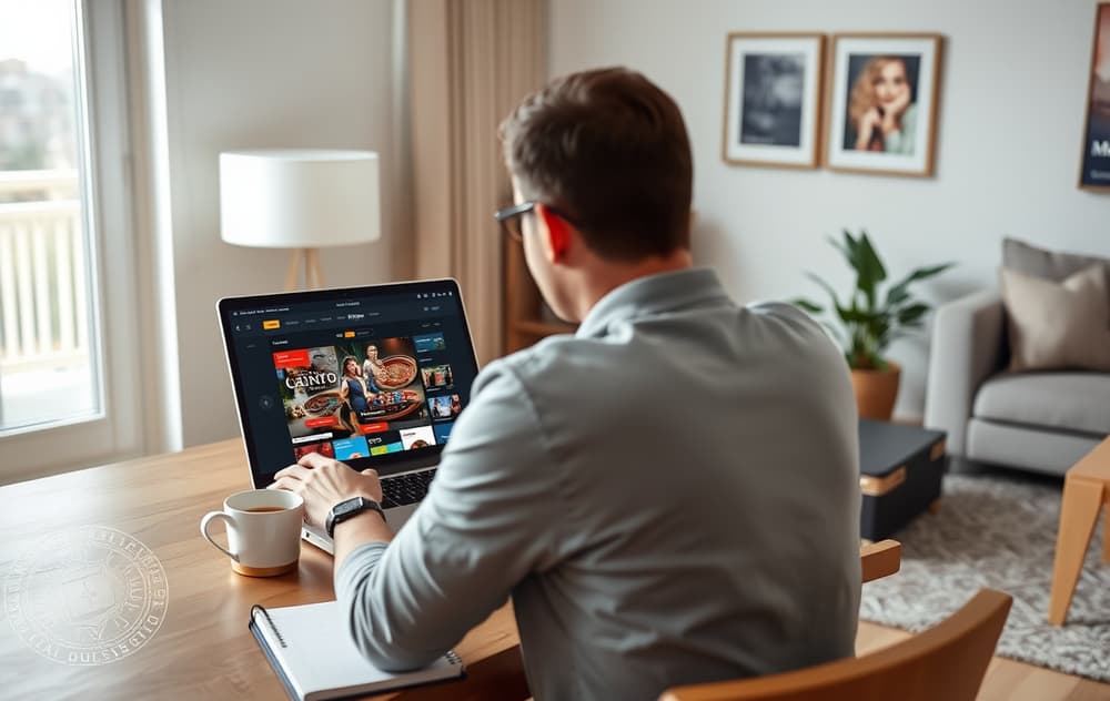 En person sammenligner to casino-nettsider på en bærbar PC, med MGA- og Curaçao-lisenser synlige.