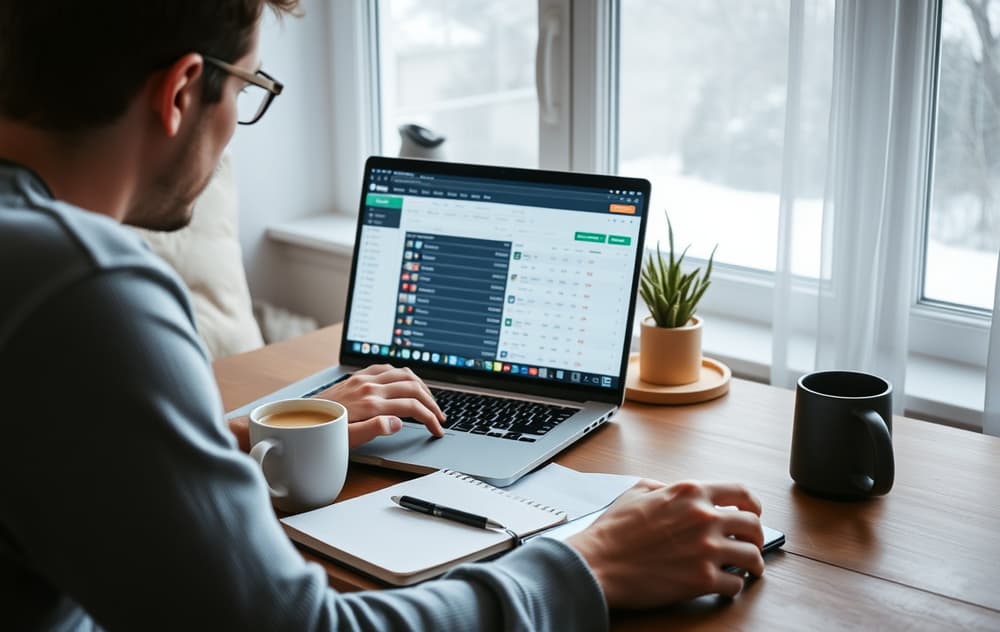 Norsk spiller som sammenligner nye bettingsider på laptop