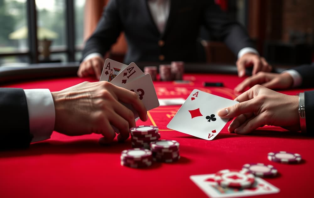 Blackjack-bord med dealer og spillerhånd, norsk nettcasino