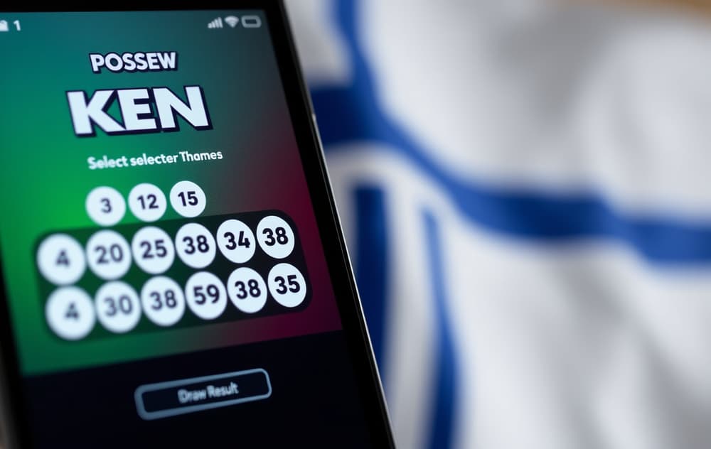Keno-spill på mobil med utvalgte tall og trekning.